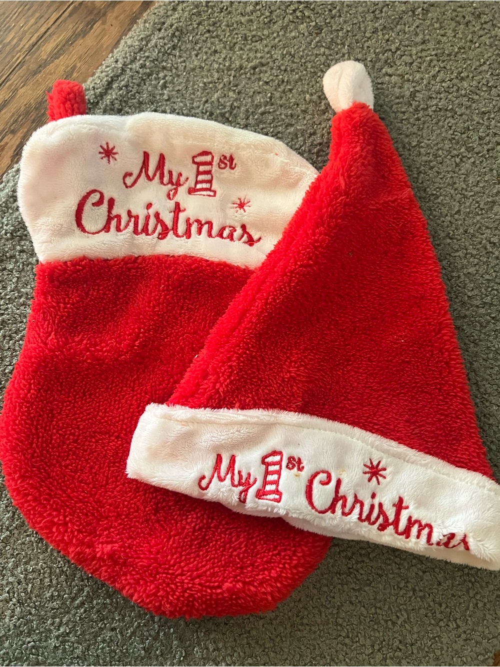 Holiday Time My 1st Christmas Hat & Stocking Set